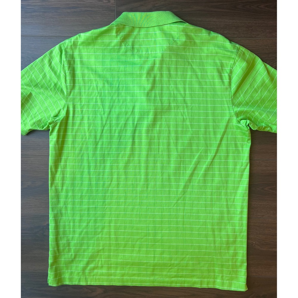 Nike Tiger Woods Collection Golf Polo Shirt Mens XL Lime Green Striped Fit Dry - Picture 6 of 8